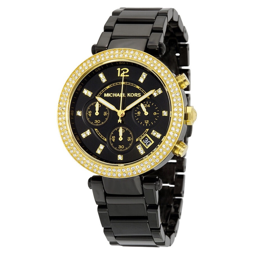 Parker Chronograph Black Dial Black Ion-Plated Ladies Watch MK6107